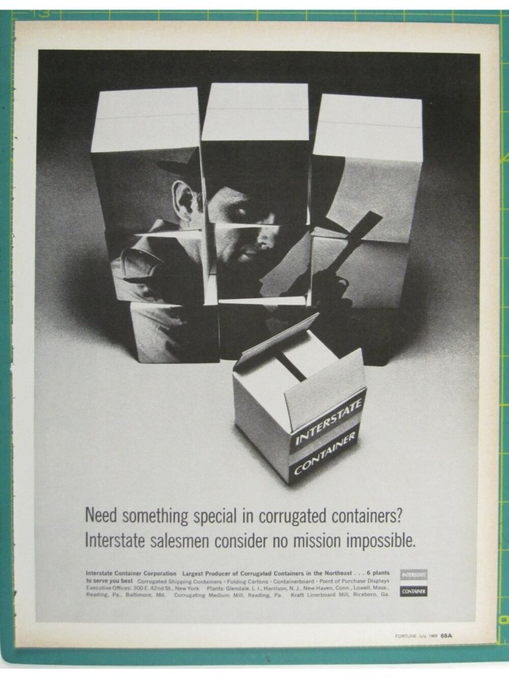 Print Ad Interstate Container Corrugated Ship Packaging Mission Impossible 1968